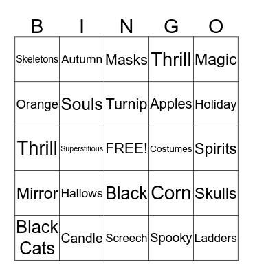 Halloween Bingo!!! Bingo Card