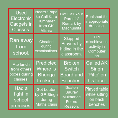 DAV Bingo Card