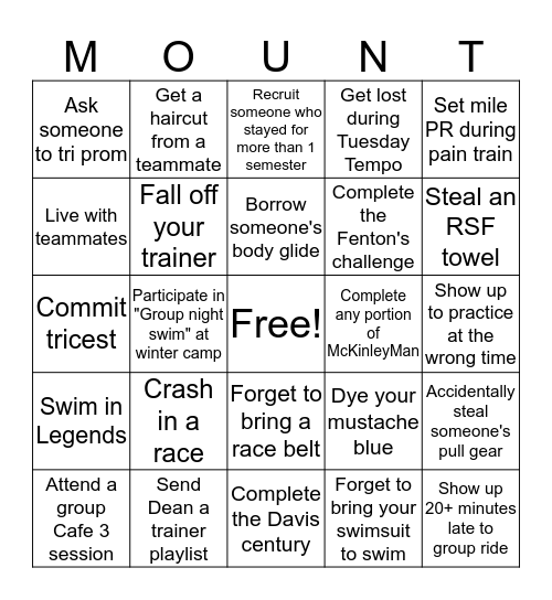 Cal Tri Bingo Card