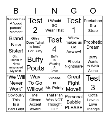 test Bingo Card