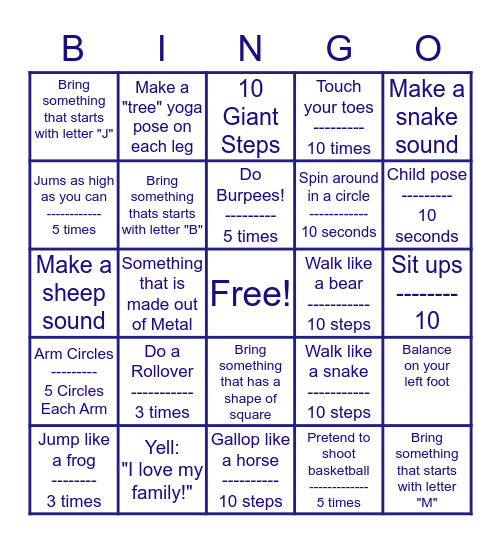 The Active Quarantine BINGO! Bingo Card
