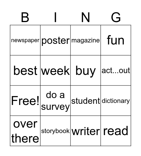 READING IS FUN Bingo Card