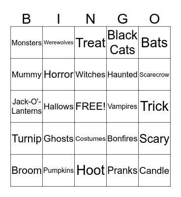 Halloween Bingo!!! Bingo Card