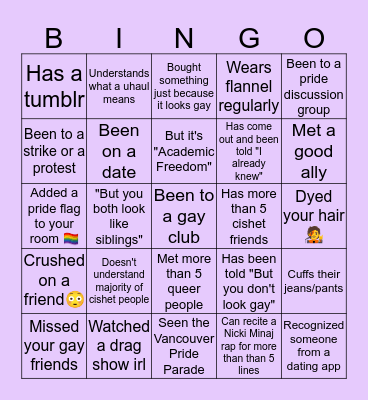 Pride Collective's Bingo Card