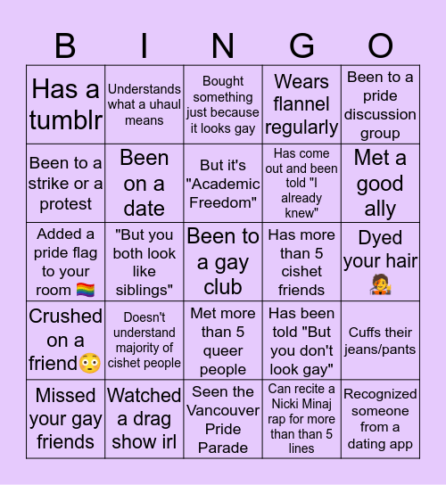 Pride Collective's Bingo Card