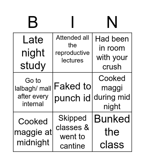 Allenites Bingo Card