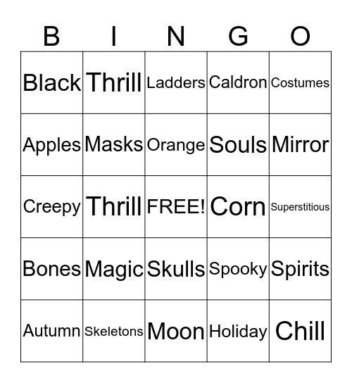 Halloween Bingo!!! Bingo Card