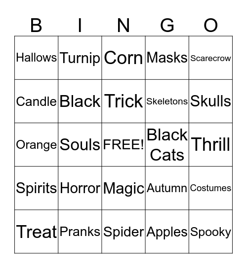 Halloween Bingo!!! Bingo Card