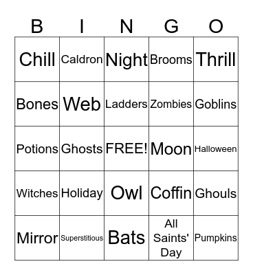 Halloween Bingo!!! Bingo Card