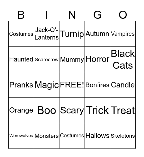 Halloween Bingo!!! Bingo Card