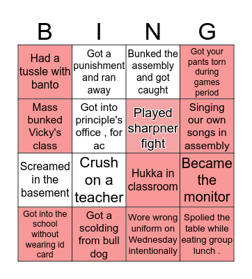 Ryan international faridabad Bingo Card