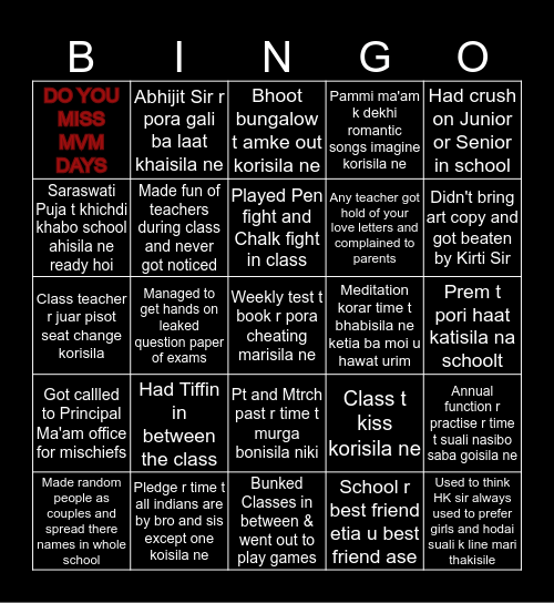 MVM KALIPUR Bingo Card