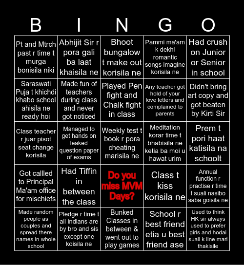 MVM KALIPUR Bingo Card