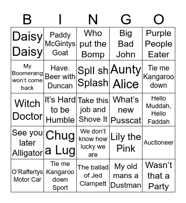 Funny Songs Bingo Card