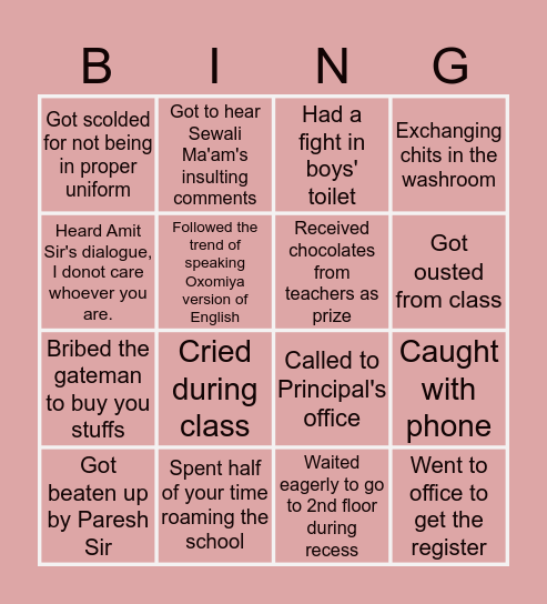 MODERNIANS Bingo Card