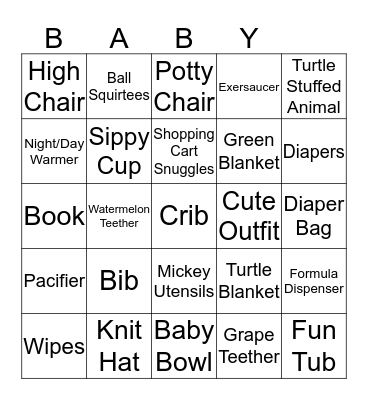 Baby Boy Bingo Card