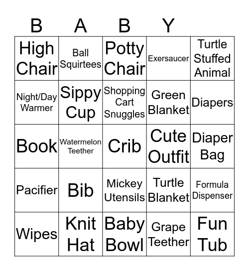 Baby Boy Bingo Card