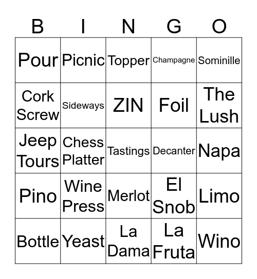 Wineria Bingo Card