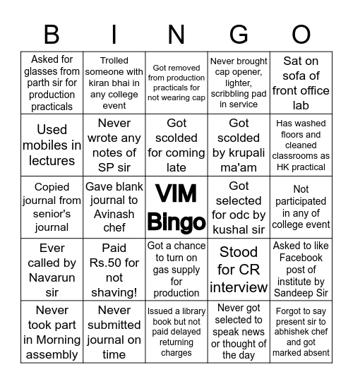 Vim bingo Card
