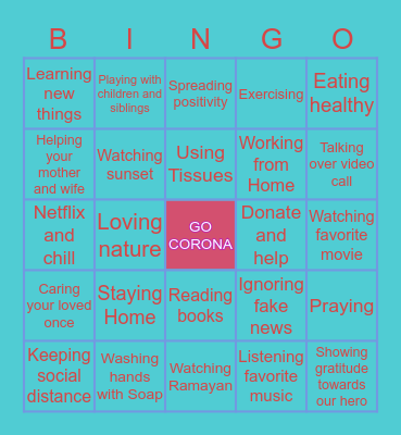 #WeFightCorona Bingo Card