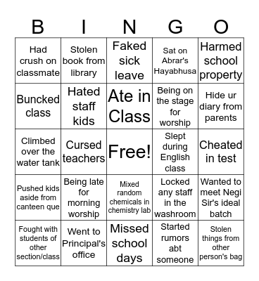 SDA BINGO Card