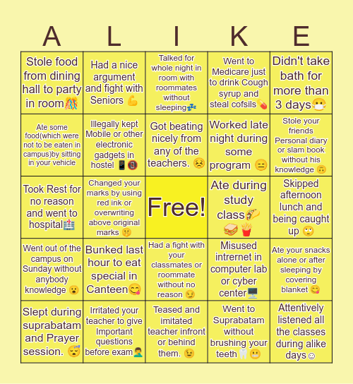 Alike Bingo Card