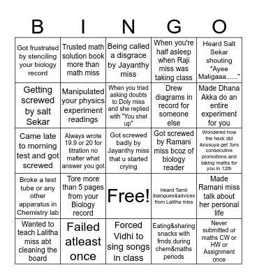 12D Bingo Card