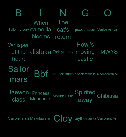 Sybil's sugar Bingo Card