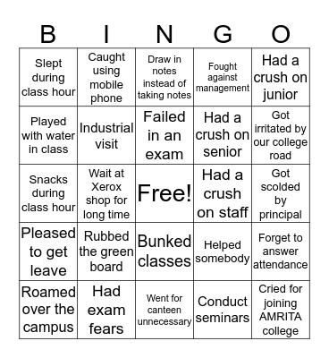 Amritanz Bingo Card