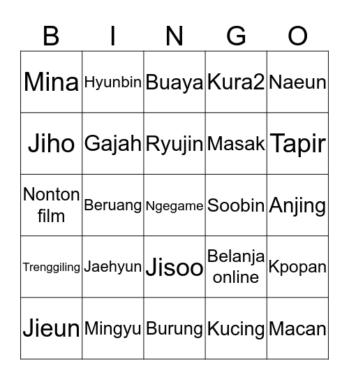 JENDEUK Bingo Card