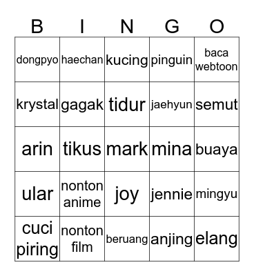 W Bingo Card