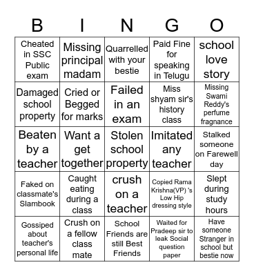 VVS Bingo Card