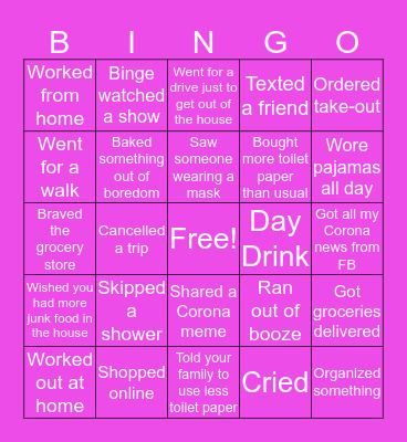 Quarantine Bingo! Bingo Card