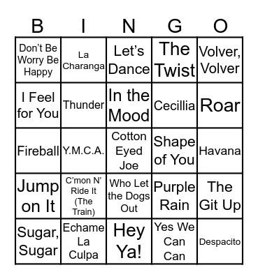 Family Music Bingo Card