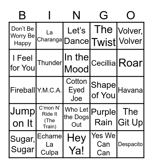 Family Music Bingo Card