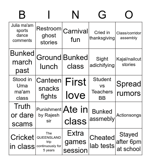 Spartan bingo Card