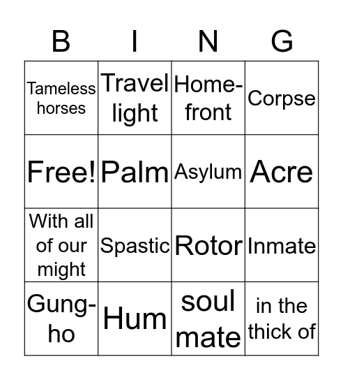 Goodbye Saigon Bingo Card