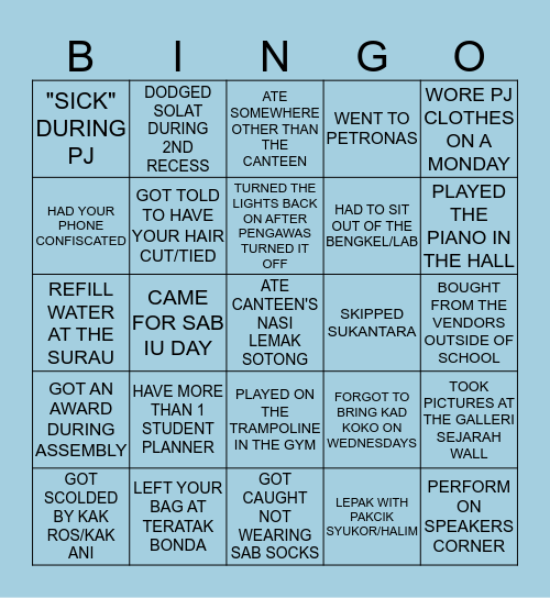 BINGO SAB EDITION Bingo Card