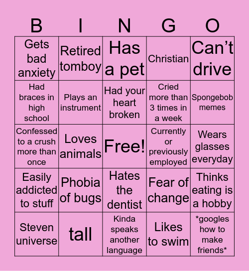 Sage Scott bingo Card