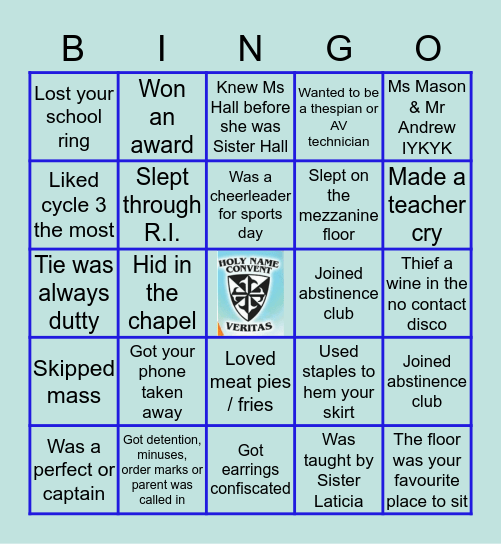 Holy Name Convent POS Bingo Card