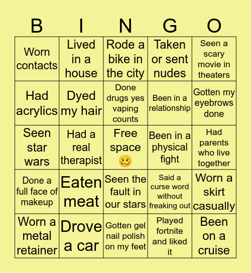 Never have I ever- Sage edition pt 2 Bingo Card