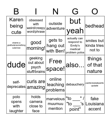 Erika Polo Bingo Card