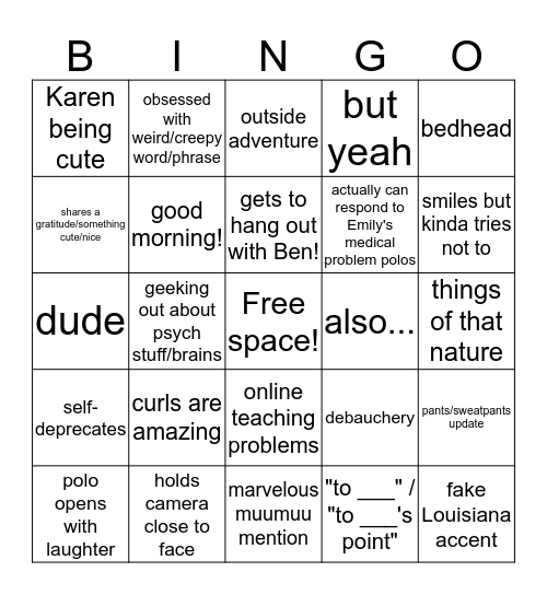 Erika Polo Bingo Card