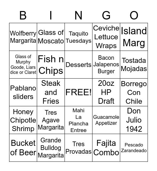 CICADA CANTINA Bingo Card