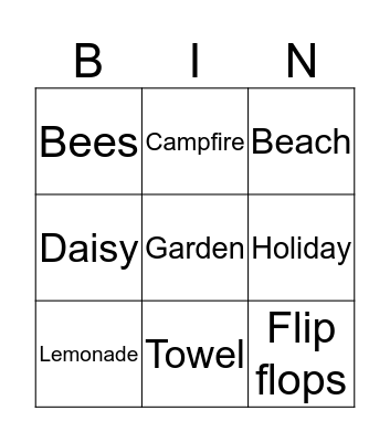 Summer Bingo Card