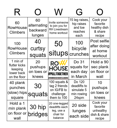 @RowHouseHughesLanding #PullTogether Bingo Card