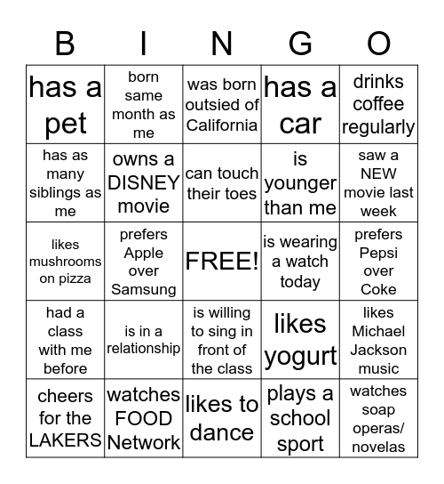 This Person Bingo Card