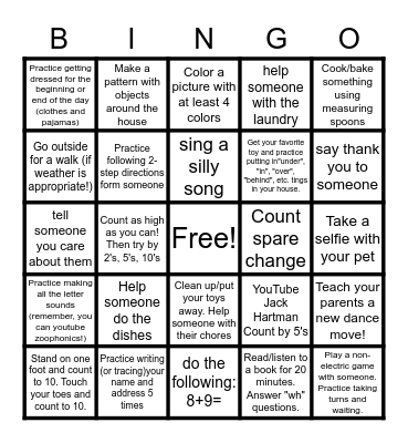 Mrs. Durstine's Magic BINGO Card