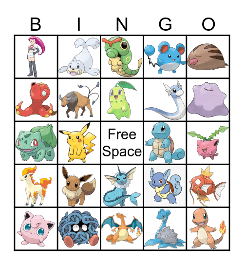 Pokemon Bingo! Bingo Card