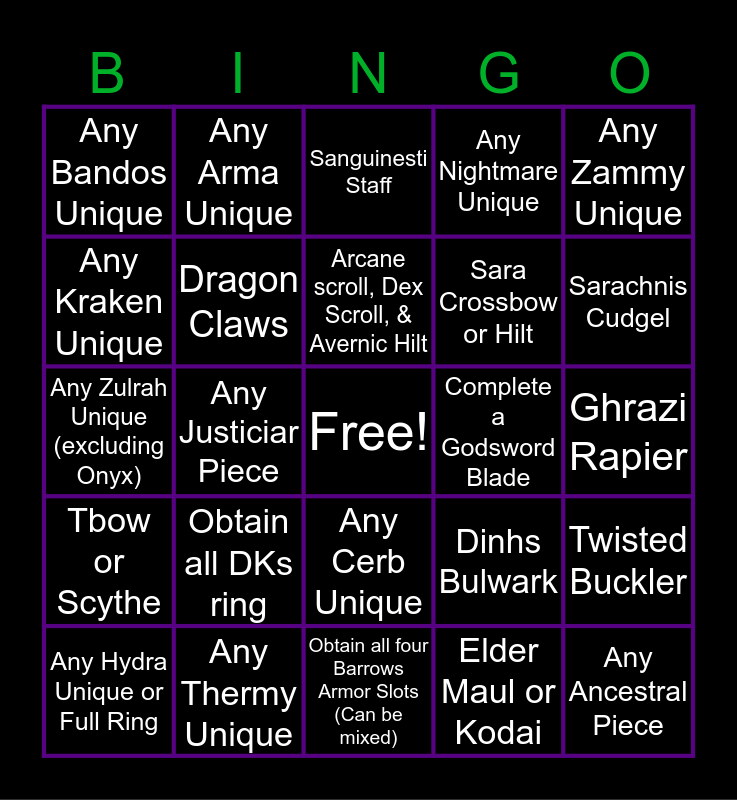 Oculus PvM Bingo Card